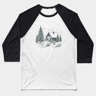 White Christmas: Vintage Musical Christmas Scene Baseball T-Shirt